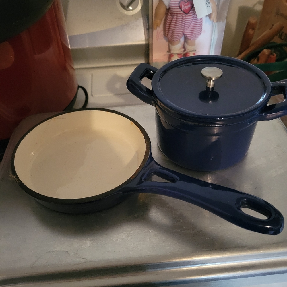 Technique Enamel Mini Pot And Skillet